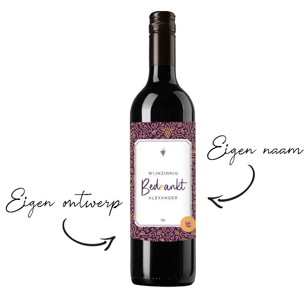 Rode wijn met eigen etiket