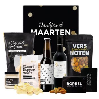 Gepersonaliseerd Borrelpakket met eigen naam + boodschap