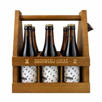Houten bierkrat draagtray | Gegraveerd met eigen tekst