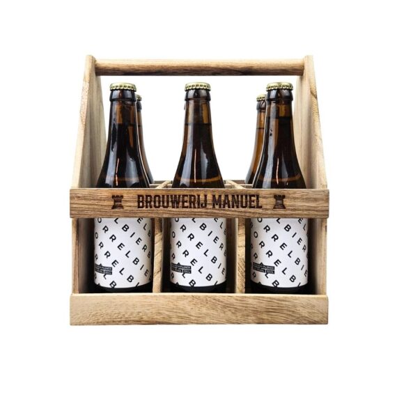 Houten bierkrat draagtray | Gegraveerd met eigen tekst - Afbeelding 4