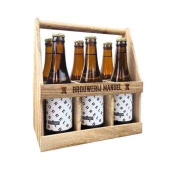 Houten bierkrat draagtray | Gegraveerd met eigen tekst