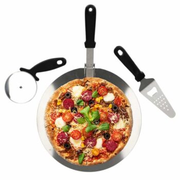 Pizza serveerset (3-delig) | Pizzaschep, snijder & serveerschep